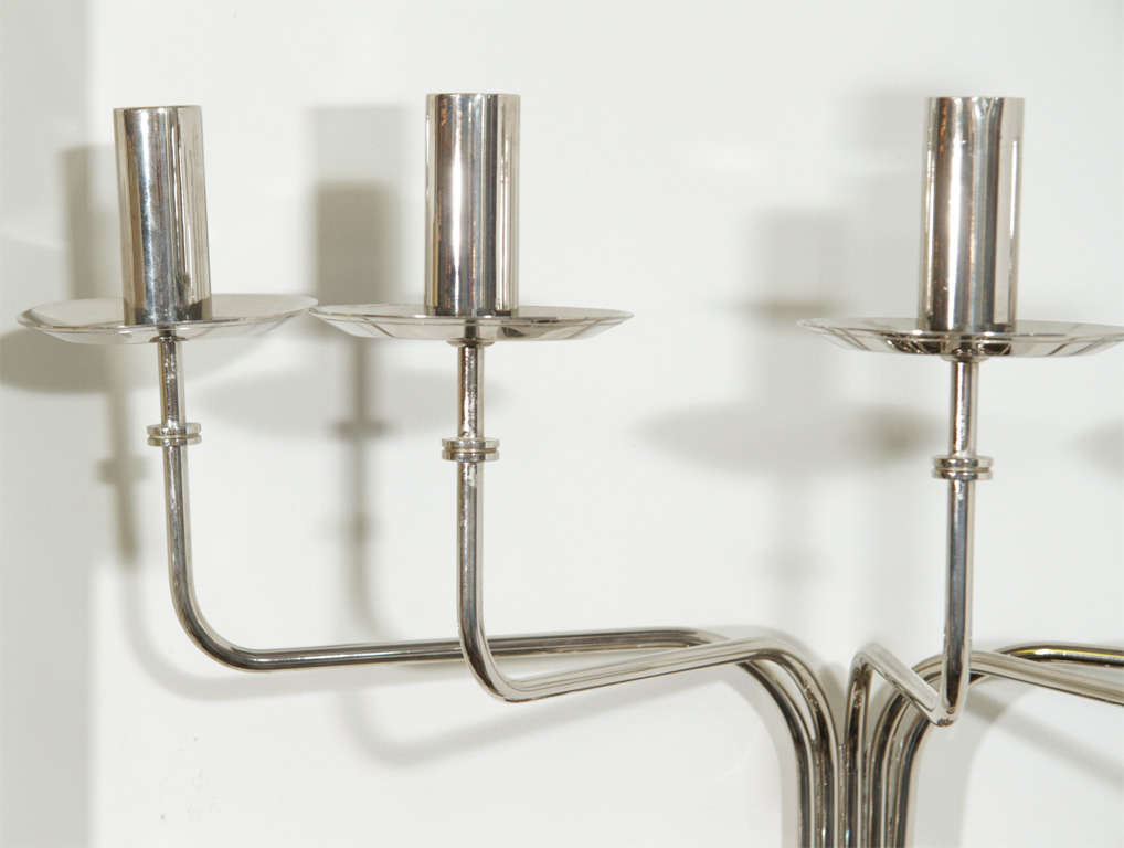 Mid-20th Century Regency Modern Nickel Sconce By  Tommi Parzinger for Doryln